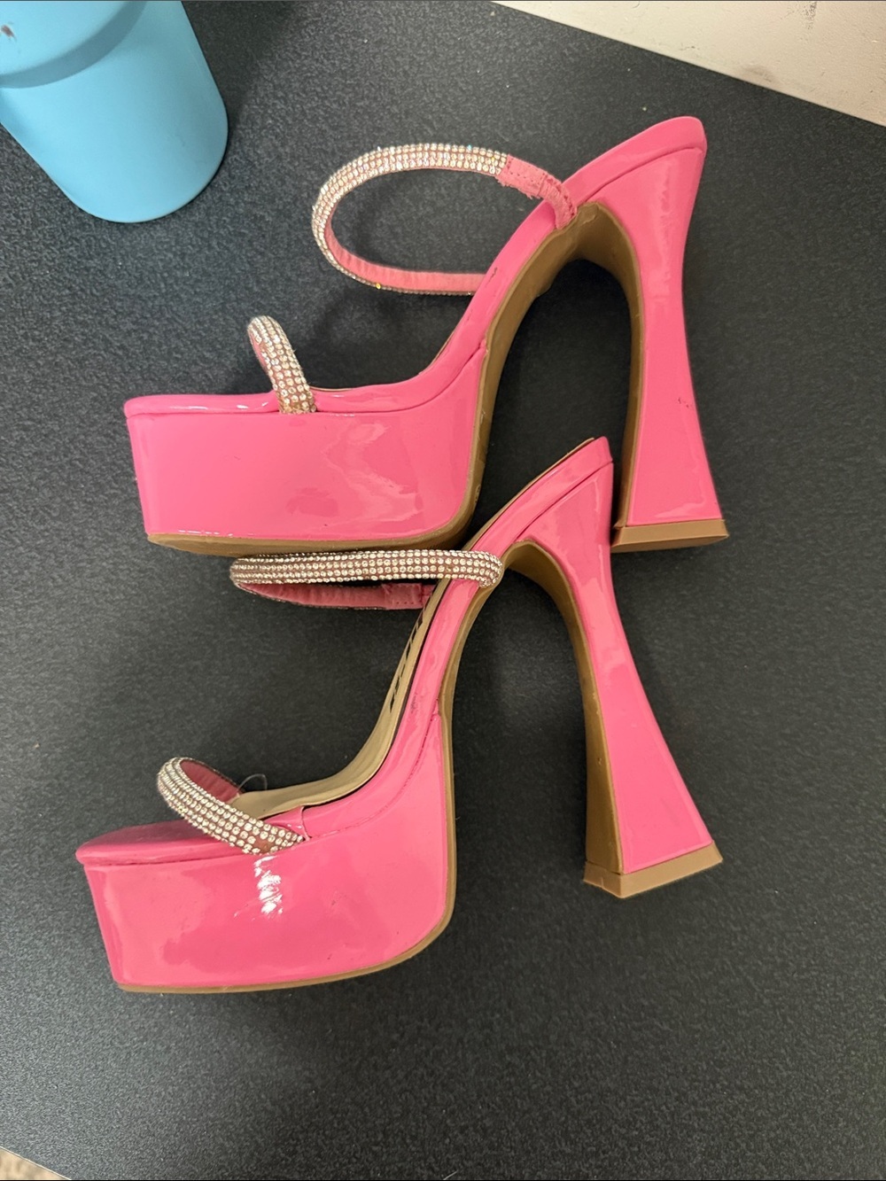 Unbranded Pink Rhinestone Strap Block Heel Sandals - Picture 2 of 5
